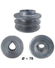 PULEGGIA IN ALLUMINIO A 2 GOLE FORO 24mm D. 78