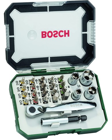 SET BIT DI AVVITAMENTO E CRICCHETTO CON BUSSOLE 26PZ