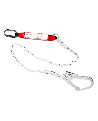 AK112P - CORDINO CON DISSIPATORE E MOSCHETTONE ANTICADUTA 2MT