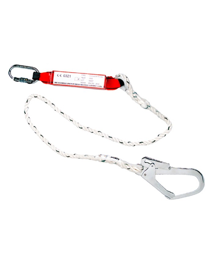 AK112P - CORDINO CON DISSIPATORE E MOSCHETTONE ANTICADUTA 2MT